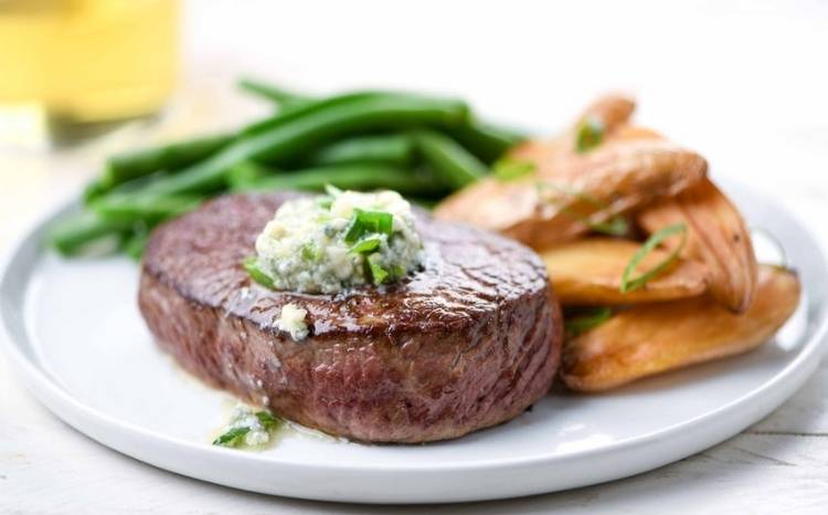 Sirloin Steak with Blue Cheese Compound Butter